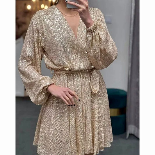 long sleeve sequin dress