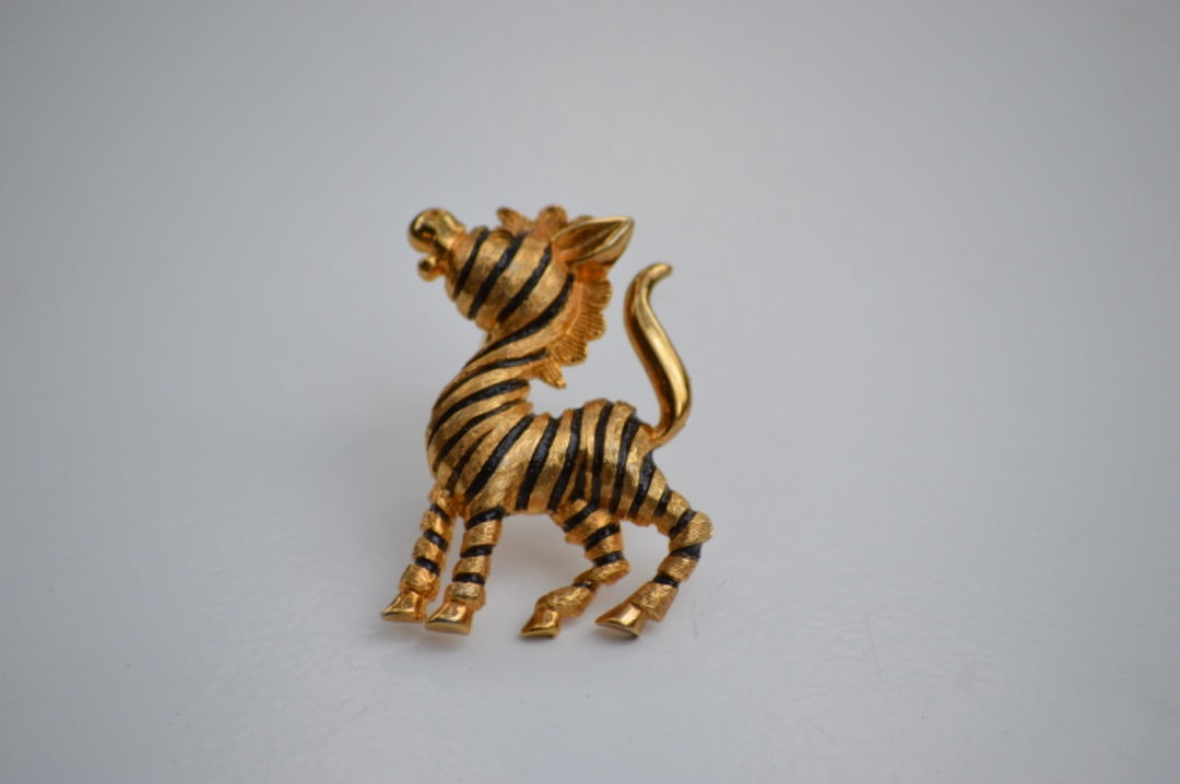 antique zebra pin