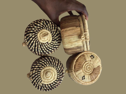 banana leaves, grass x jewellery/trinket basket, medium