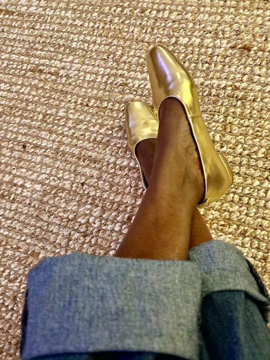 comfy & stylish gold flats