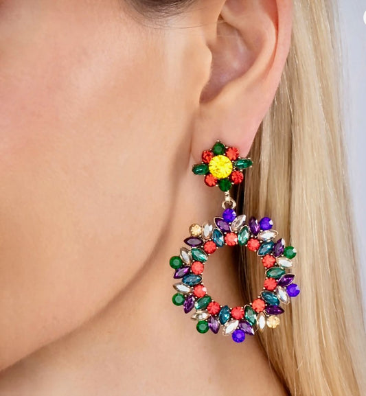 harlequin round drop earrings