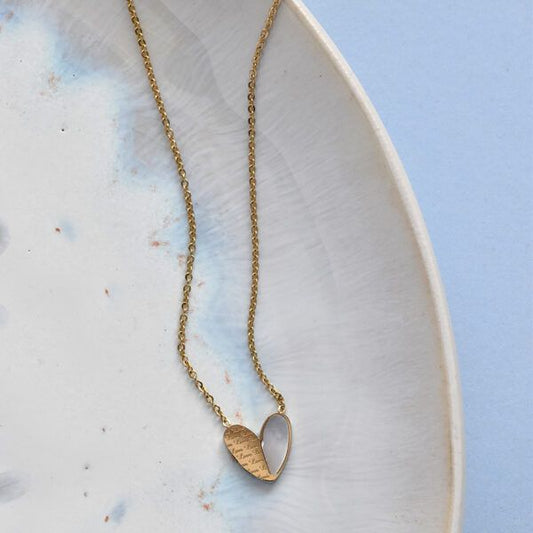 gold x mop love necklace, 40cm