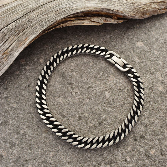 black, steel stainless chain bracelet, large