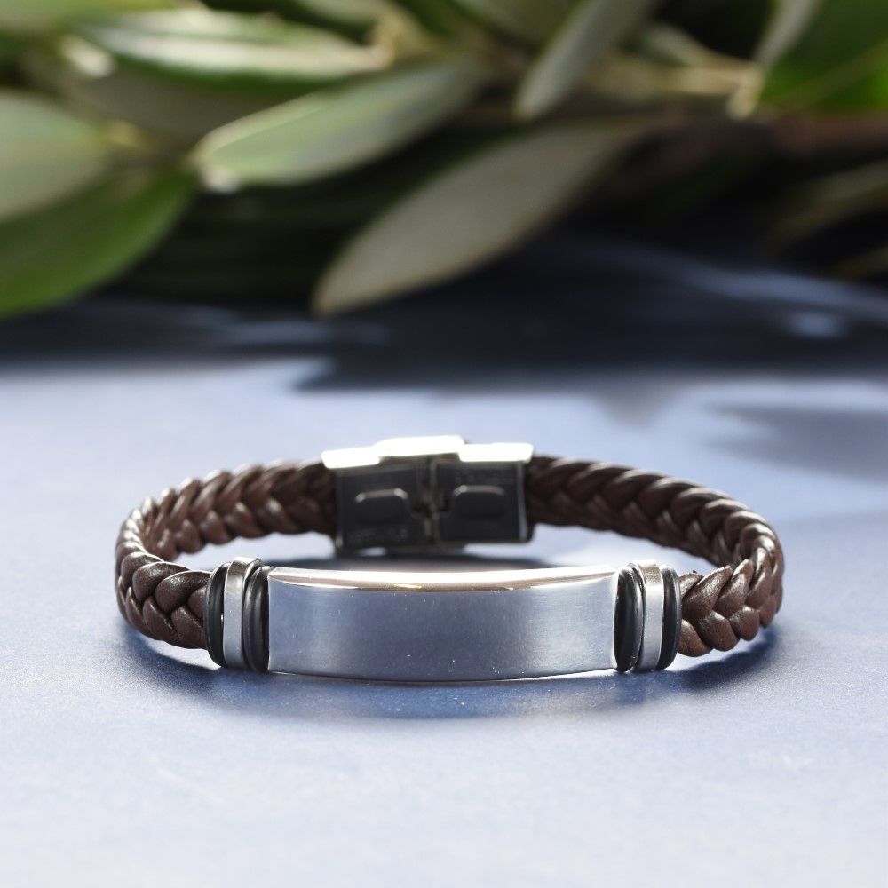 black, silver stainless steel bracelet