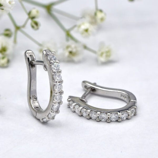 silver x sterling zirconia snap earrings, _+1.5cm