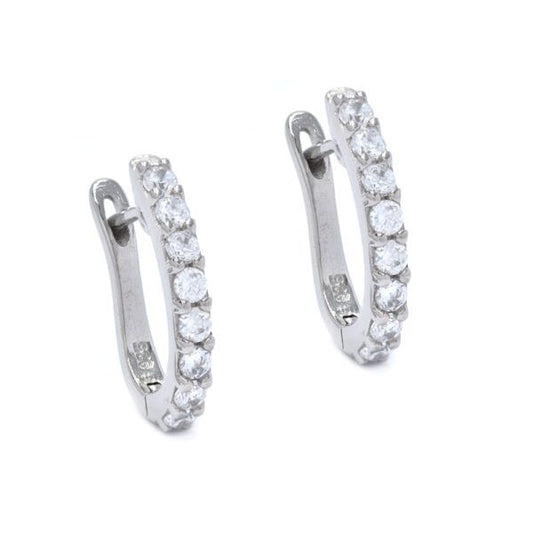 silver x sterling zirconia snap earrings, _+1.5cm