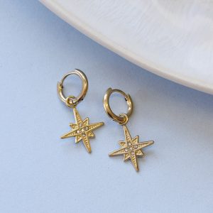 gold star charm huggies, +-2cm to drop