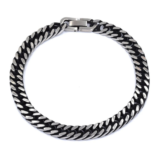 black, steel stainless chain bracelet, large
