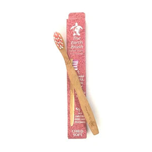 pink/blue the earth brush kids bamboo brush, 16cm