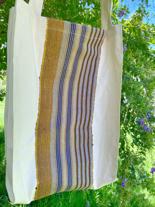 cream, black, orange alatu handmade asoke shopping totes, 43cm w x 46cm h x 13cm d