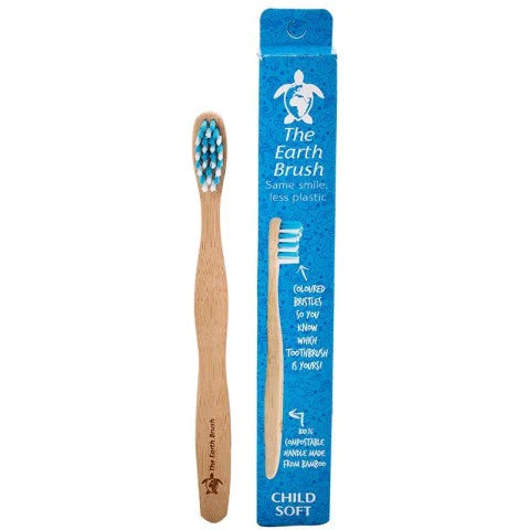 pink/blue the earth brush kids bamboo brush, 16cm