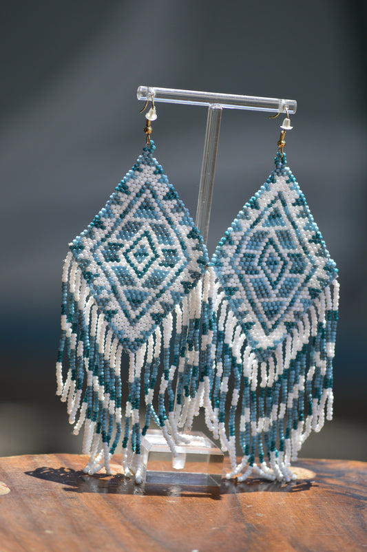 diamond shaped beaded earrings