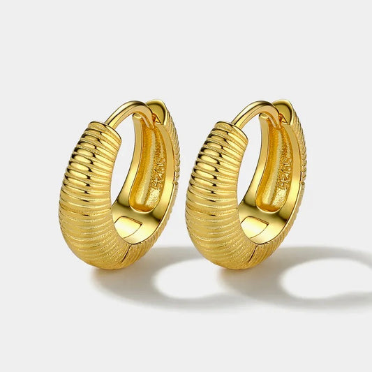 Gold Plated Sterling Silver Geometric Hoop Earrings