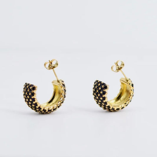 c shape enamel earrings