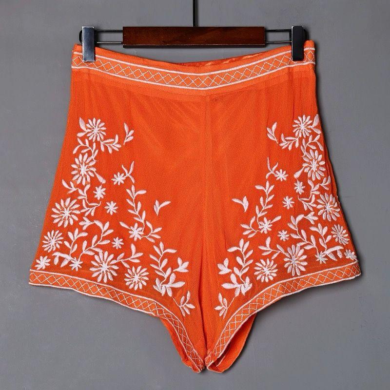 orange vivian law embroidered shorts, medium