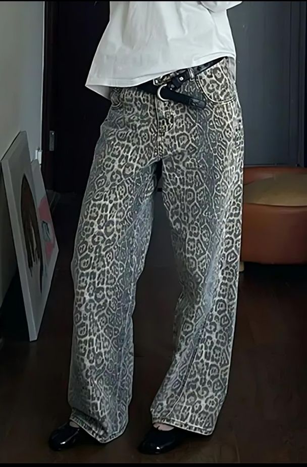 leopard maxi jeans