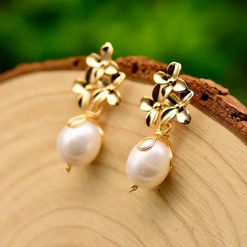 SIL. rice flower pearl earrings