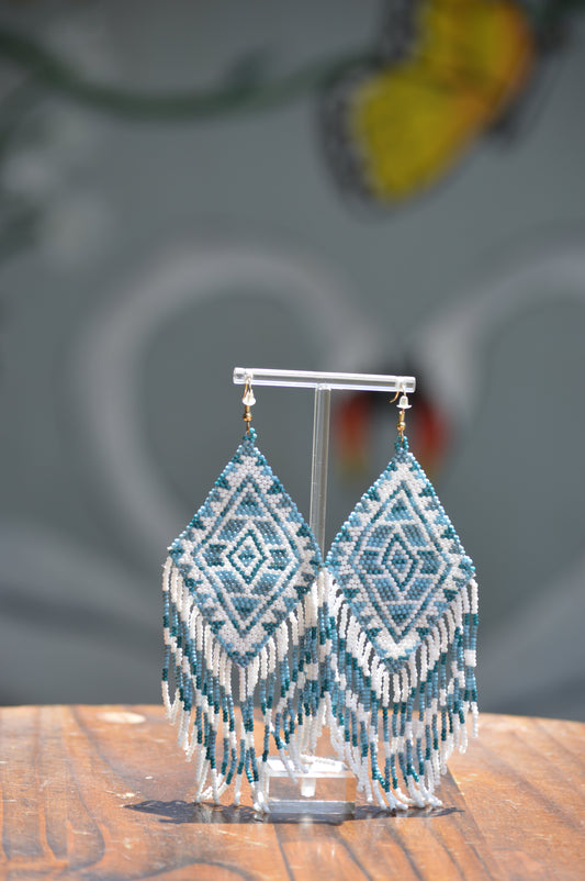 diamond shaped beaded earrings