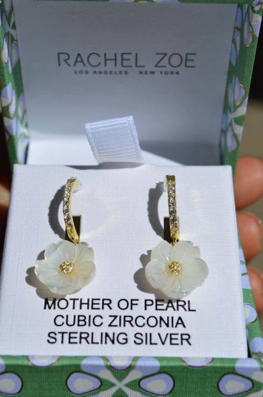 mother of pearl huggie earrings
