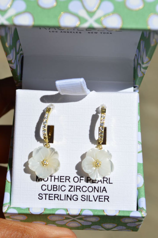 mother of pearl huggie earrings