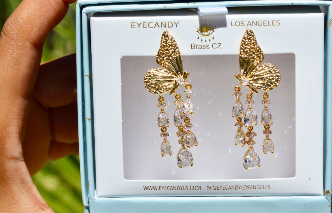 butterfly diamante earrings