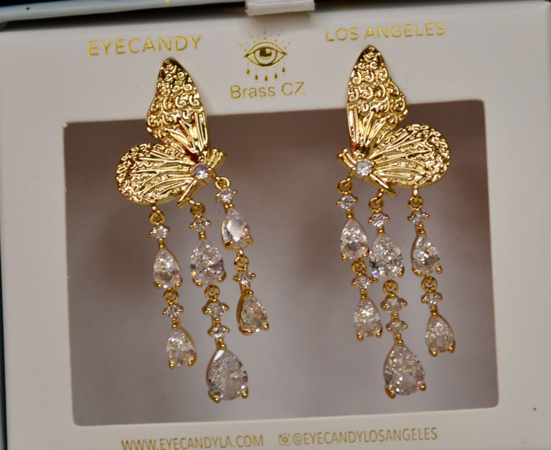 butterfly diamante earrings