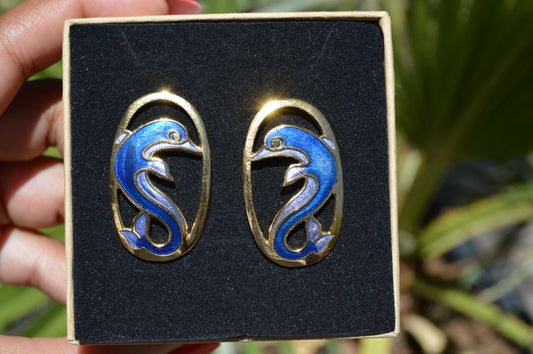 vintage dolphin stud earrings