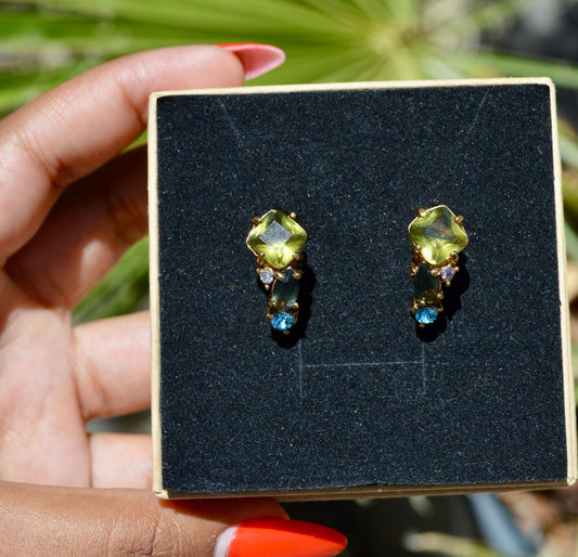 vintage gem cluster earrings