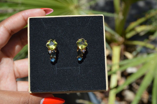 vintage gem cluster earrings