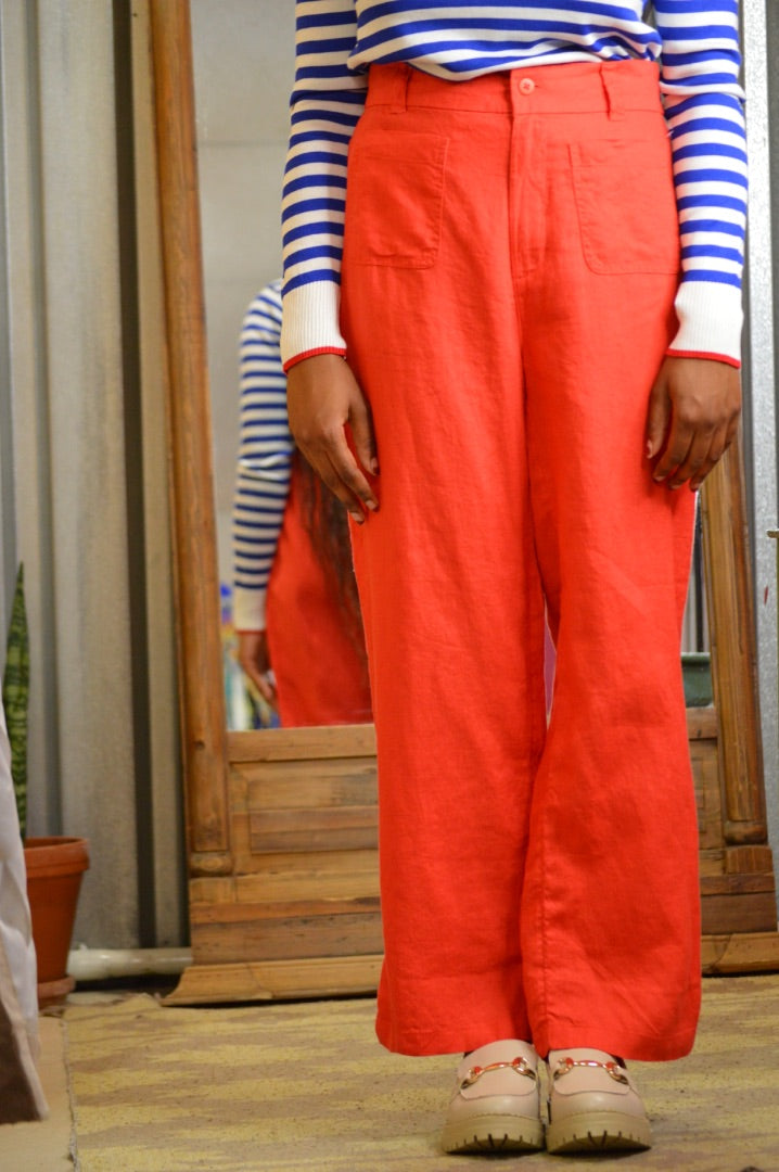 front pocket linen pants