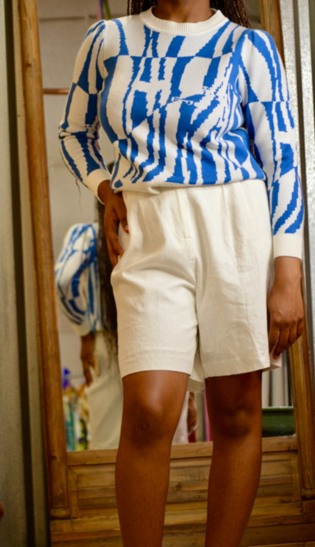 pleated linen shorts