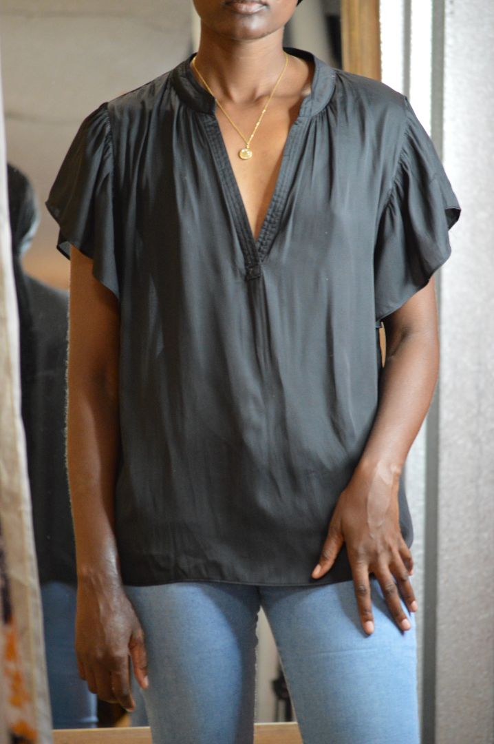 black v neck blouse