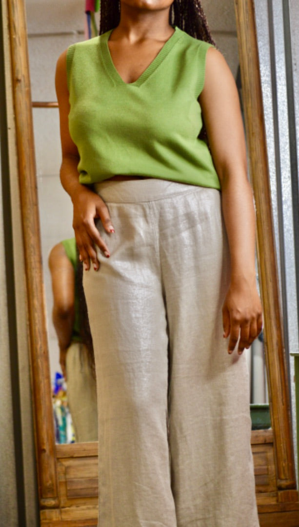 metallic linen pants