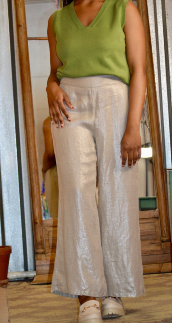 metallic linen pants