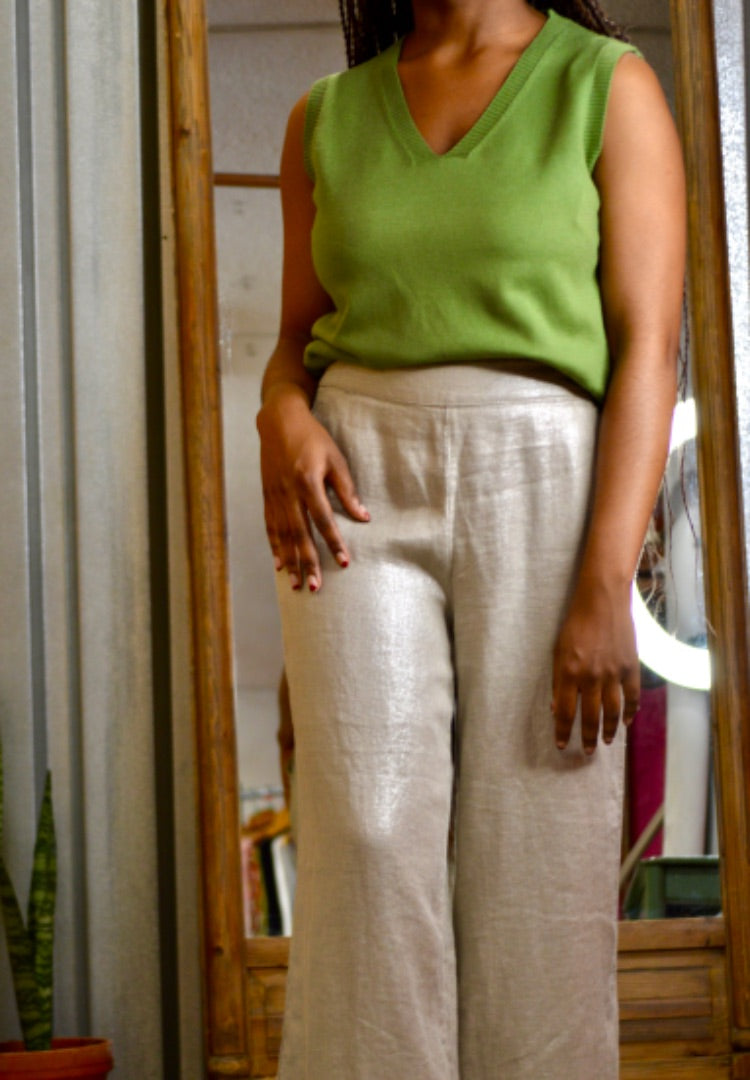 metallic linen pants