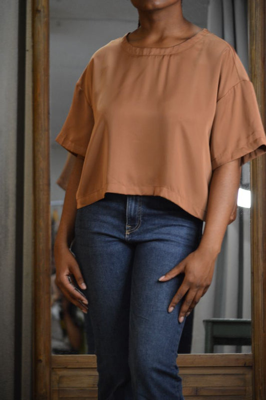 cropped satin top