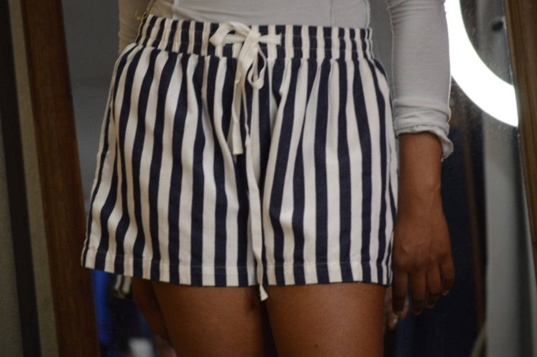 striped drawstring shorts