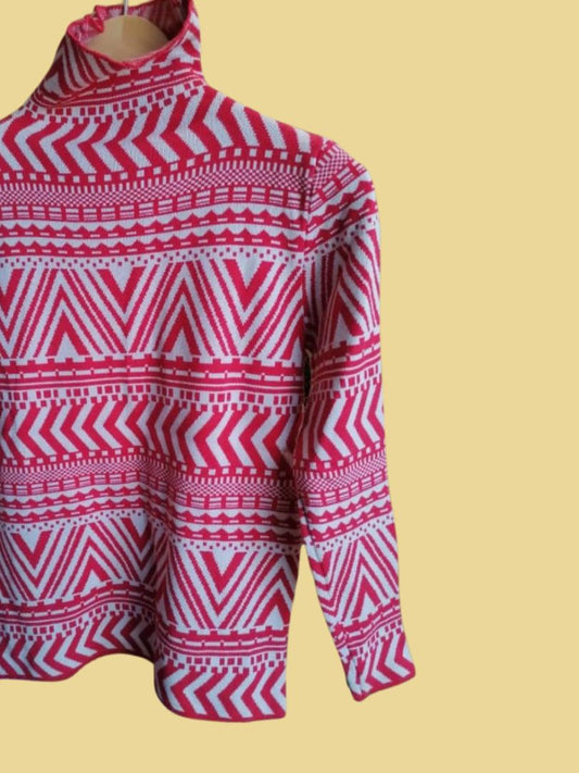 tribal print polo knit