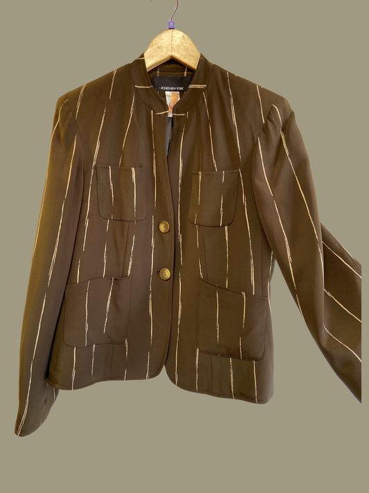 brown jones new york mandarin collar blazer, 8/32