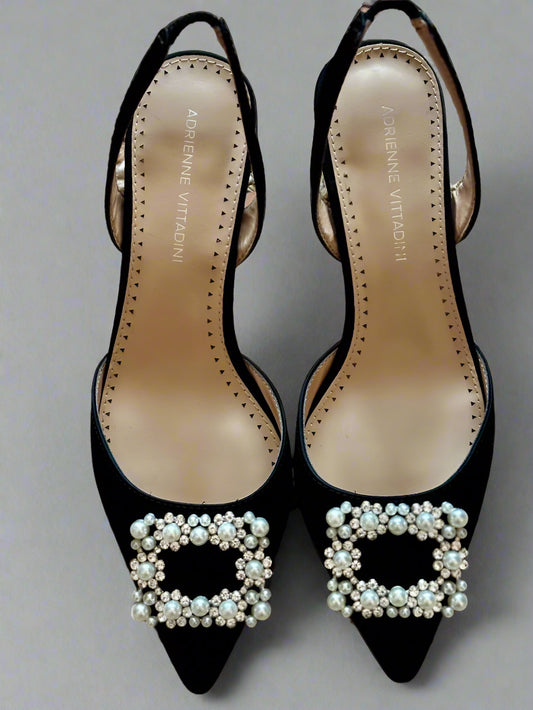 jewel embellished kitten heels