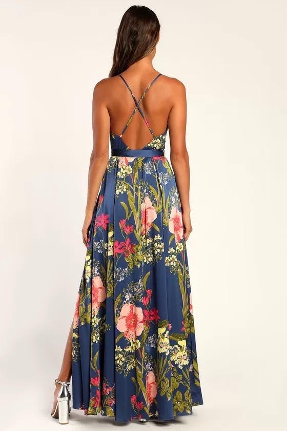 navy blue floral dress