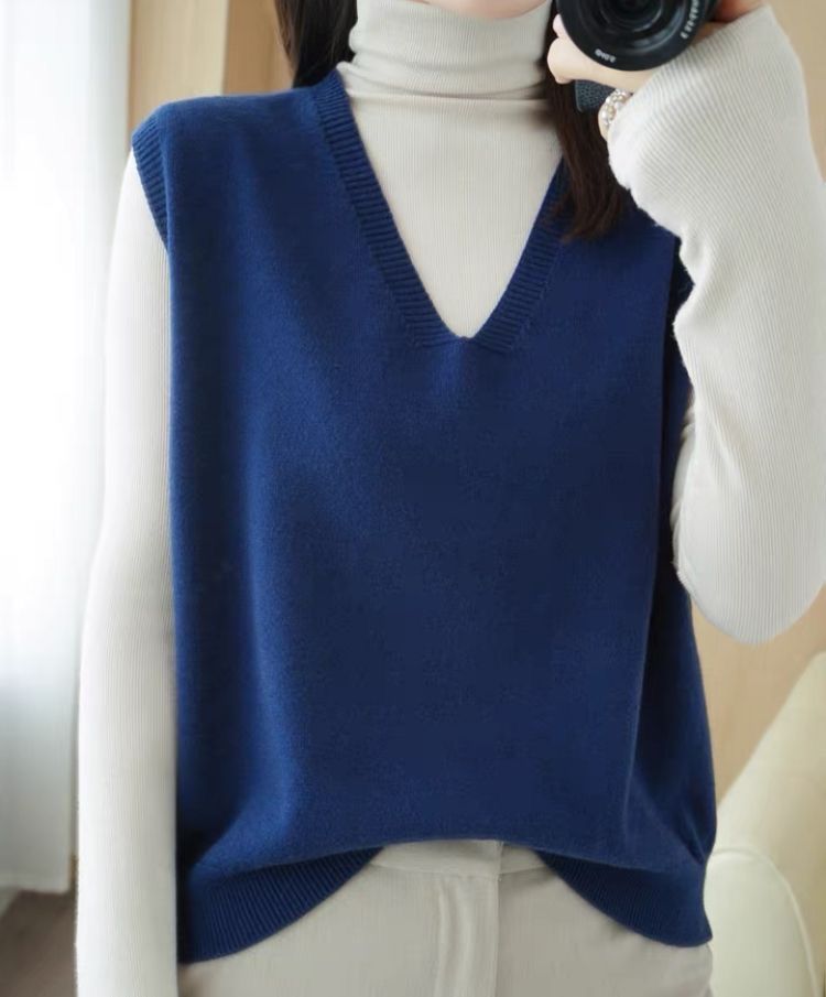 basic v neck knit pullover
