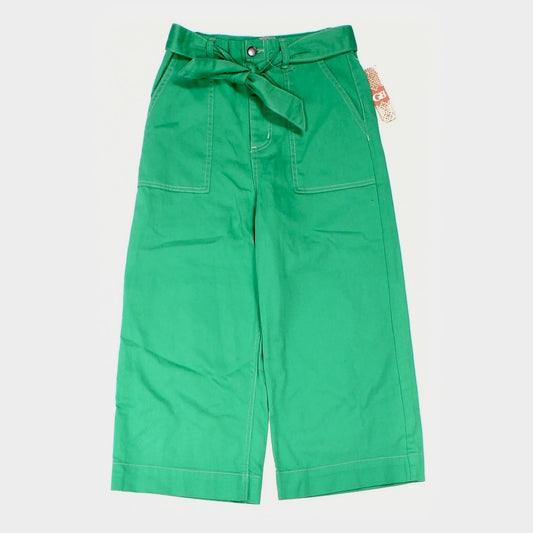 green gianni bini belted capri pants, 8/32