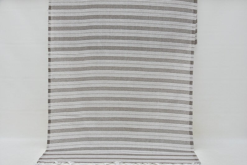 stone, white  stripe turkish beach towel, 95 x 175cm