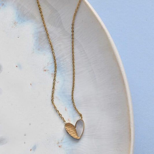 gold x mop love necklace, 40cm