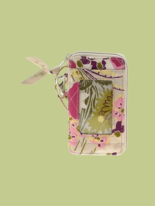 beige, pink vera bradley print wallet/wristlet, 7cmx11cm