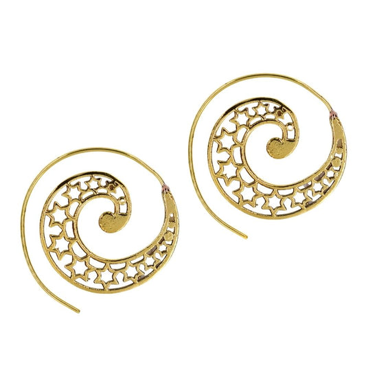 gold - snail hoop slide earrings, +-3.5cm to drop