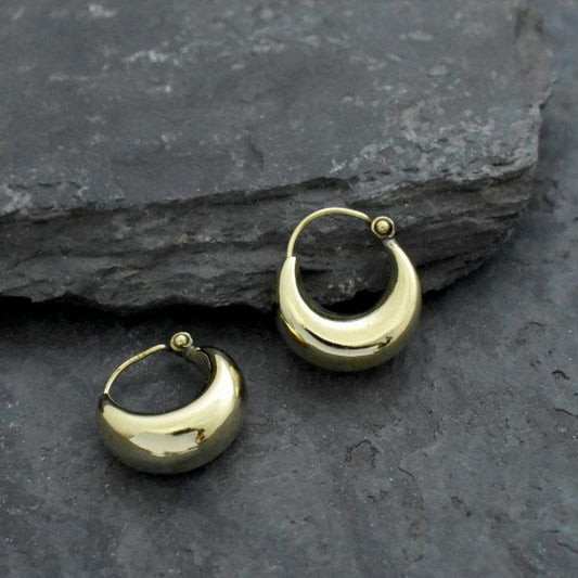 gold x hollow hoops brass, +-2cm