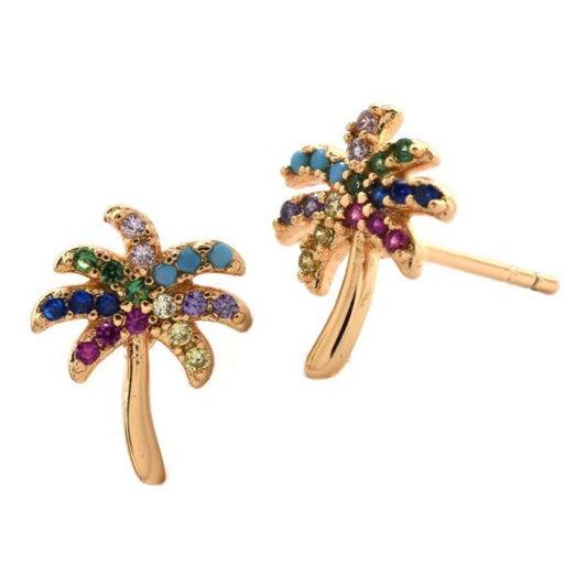 rose gold  palm/hoop detail earrings