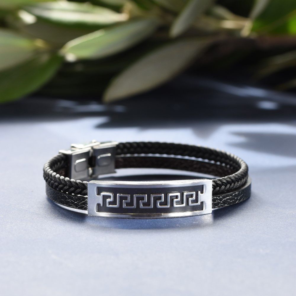 black, silver  stainless steel bracelet